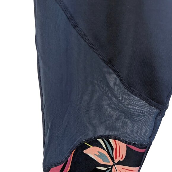JoyLab Blue Floral Mesh Leaf Yoga Active Leggings Size Large - Picture 3 of 4